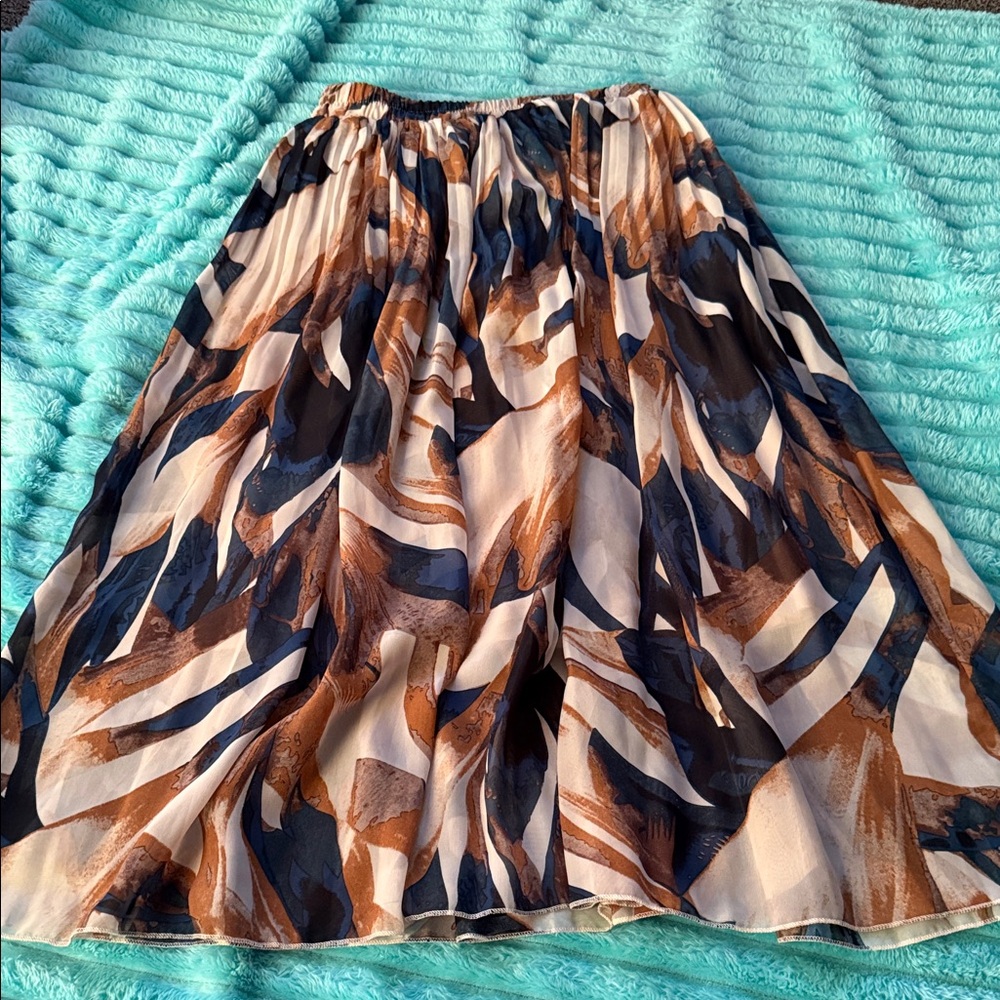 Amazon Women's A-Line Skirt in Blue, Brown, and Cream